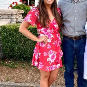 Pink Lily Floral Wrap Dress